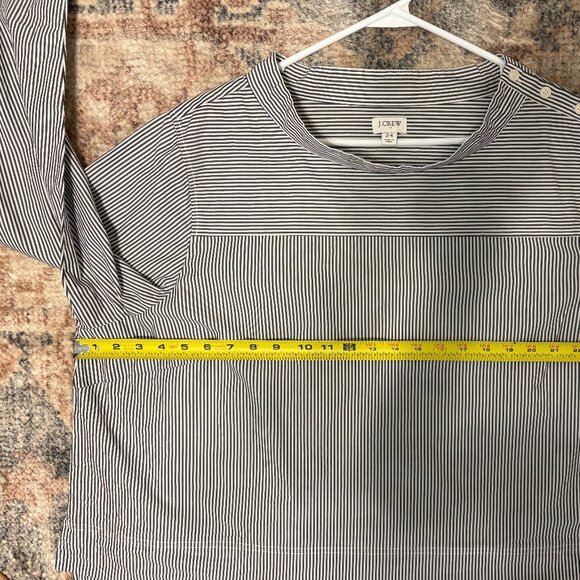 J. Crew Women's Plus L/S Striped Funnel Neck Popover Shirt Top Blouse Sz 24/3X - Picture 6 of 9
